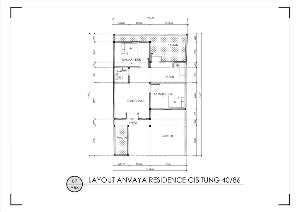 foto denah rumah tipe 40/86 perumahan ANVAYA RESIDENCE CIBITUNG