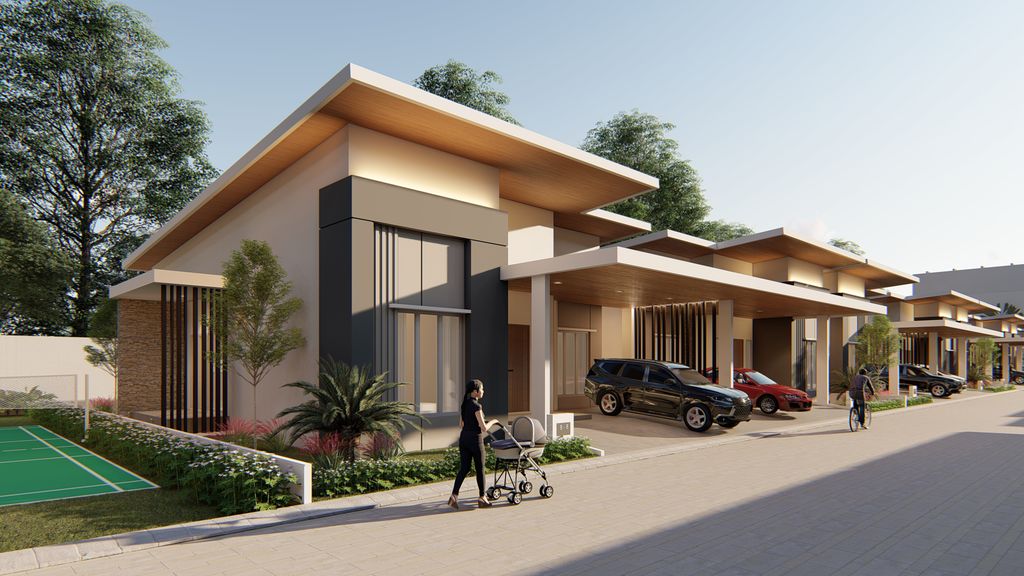 foto tampak rumah tipe MARIGOLD 145 perumahan THE ROYAL SPRING