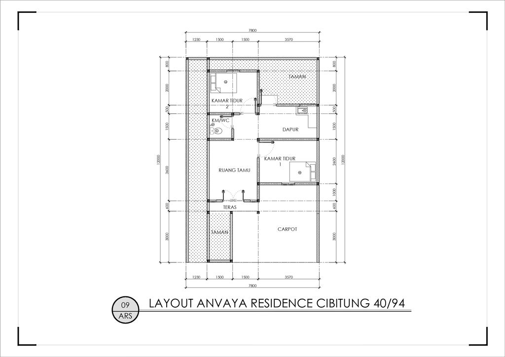 foto denah rumah tipe 40/94 perumahan ANVAYA RESIDENCE CIBITUNG