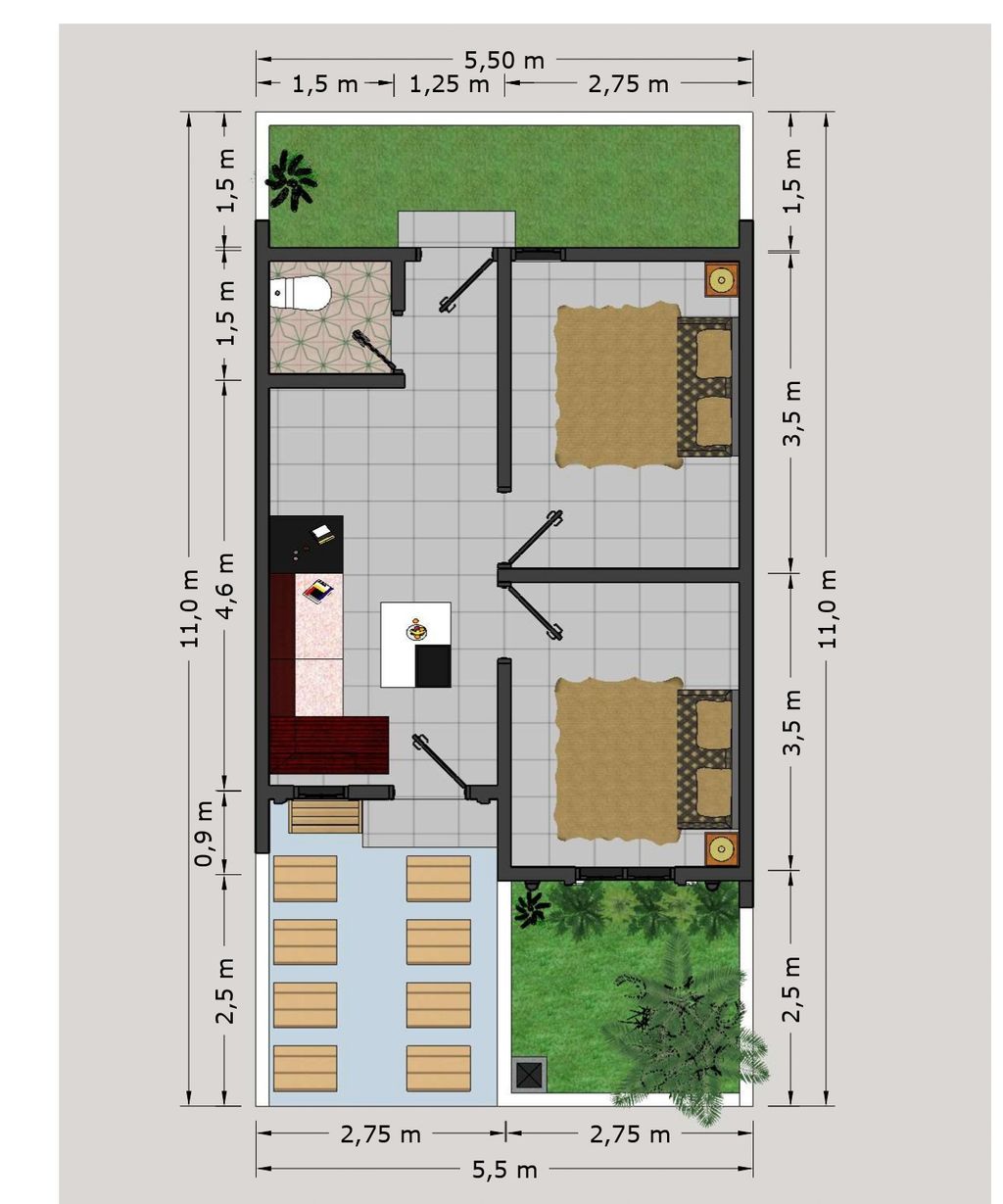 foto denah rumah tipe 36/68 perumahan Singotrunan Land