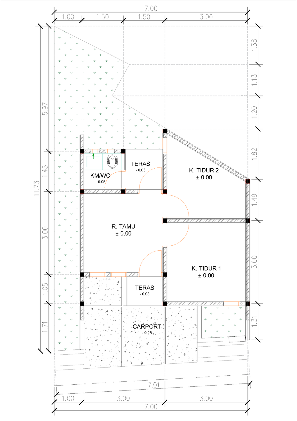 foto denah rumah tipe C10A-4 (Al-2025) perumahan Puri Anggrek Serang 3 Kalodran