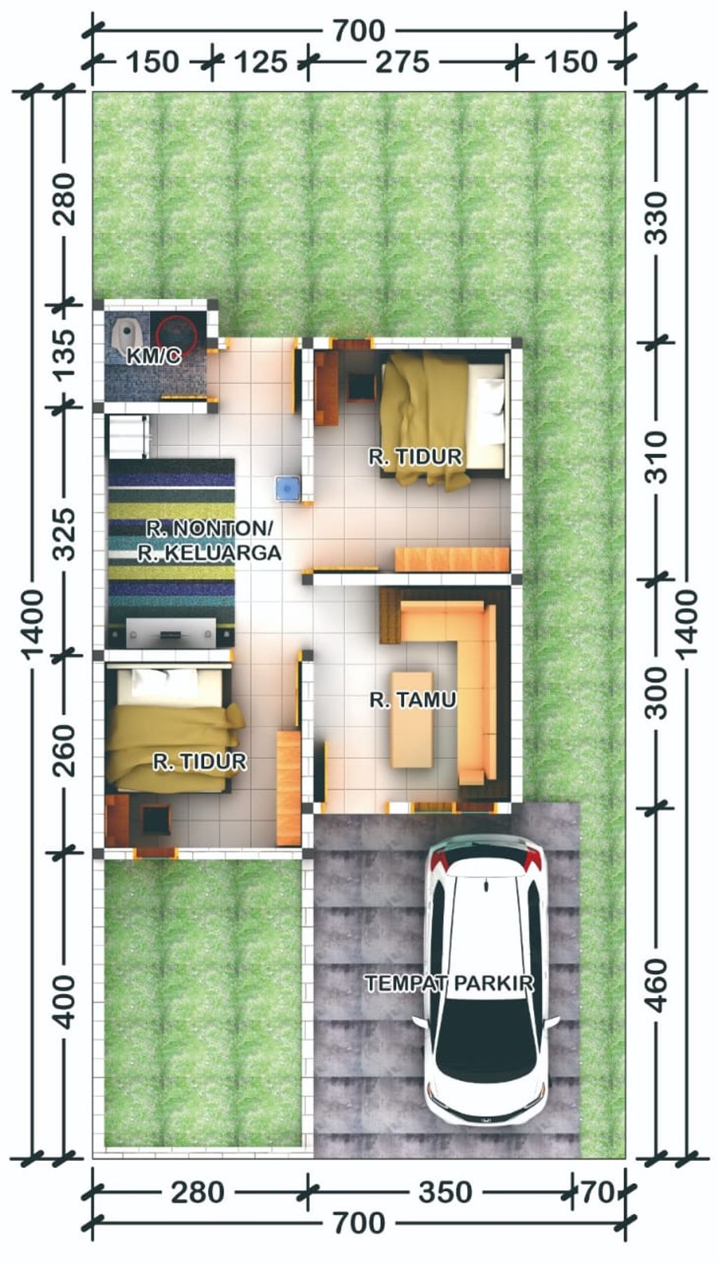 foto denah rumah tipe 36/98 perumahan BUMI RAYA RESIDENCE