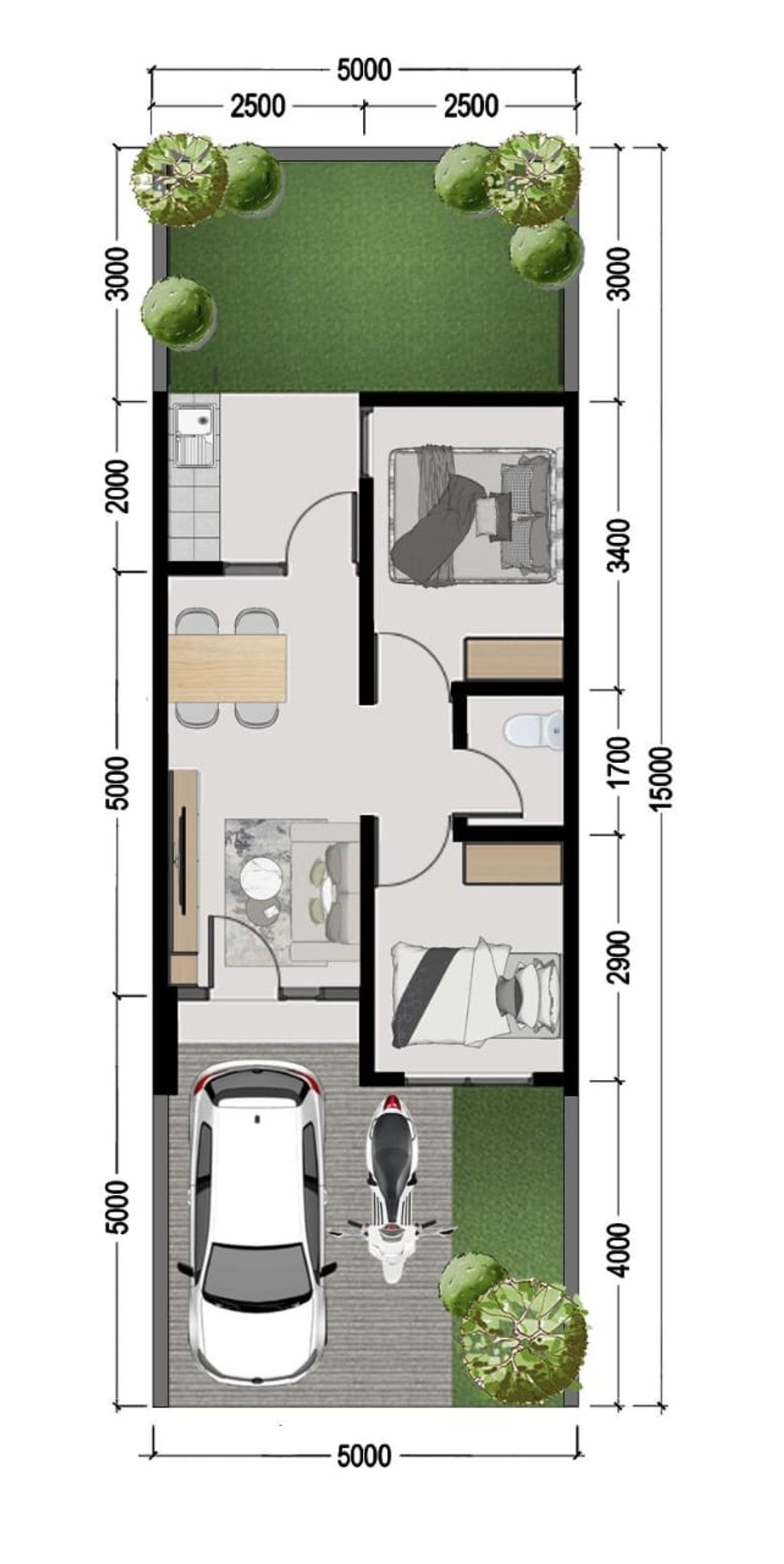 foto denah rumah tipe El Fortune perumahan Juanda City Park