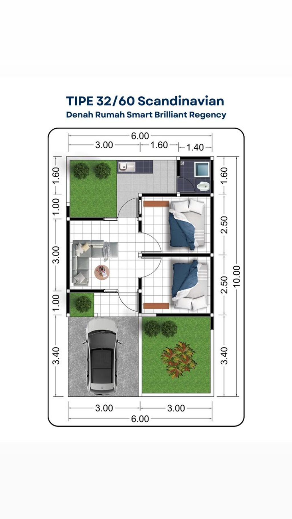 foto denah rumah tipe scandinavian perumahan Smart brilliant regency