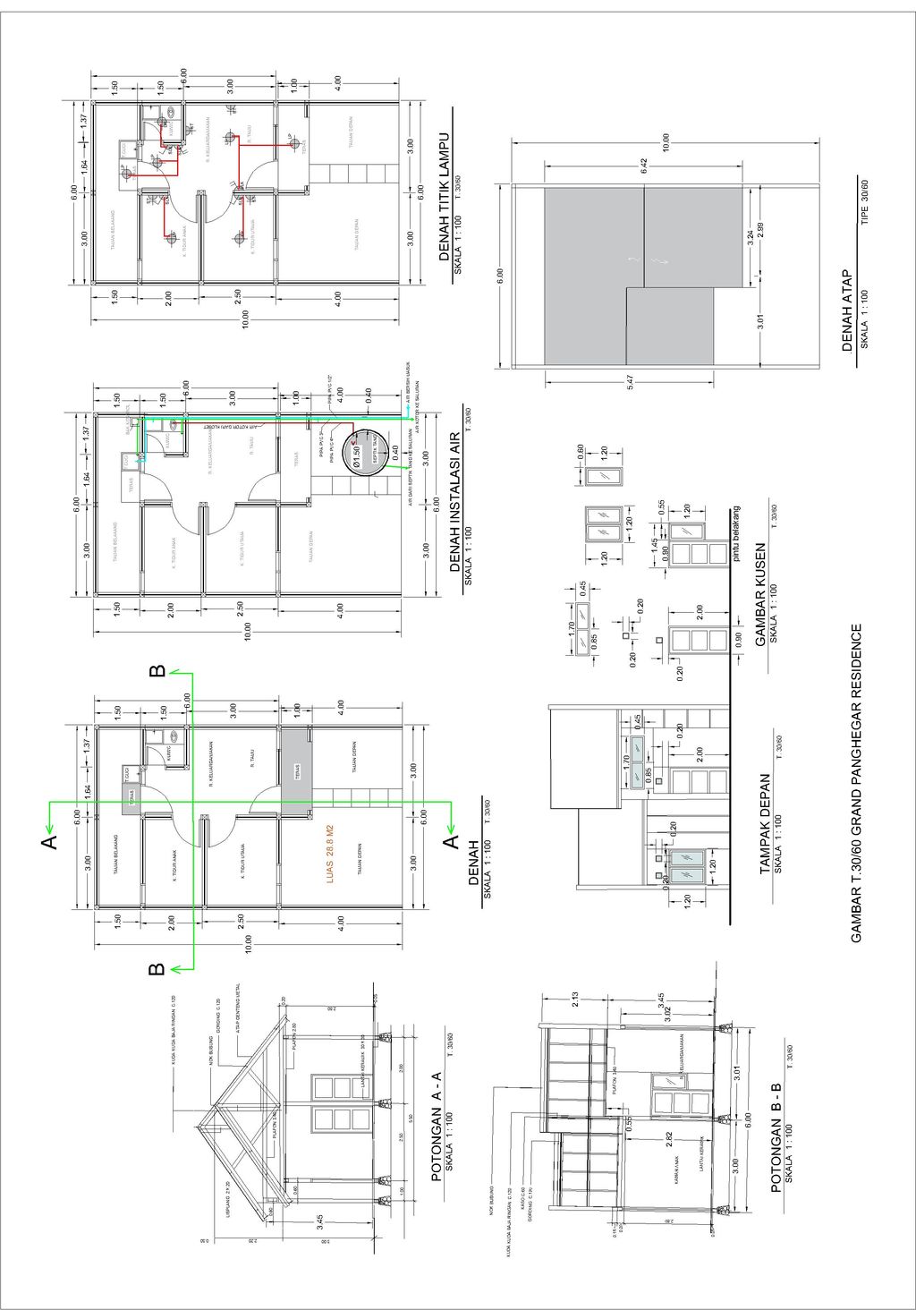 foto denah rumah tipe BLOK C1 KOMERSIL 42 /60 perumahan GRAND PANGHEGAR RESIDENCE