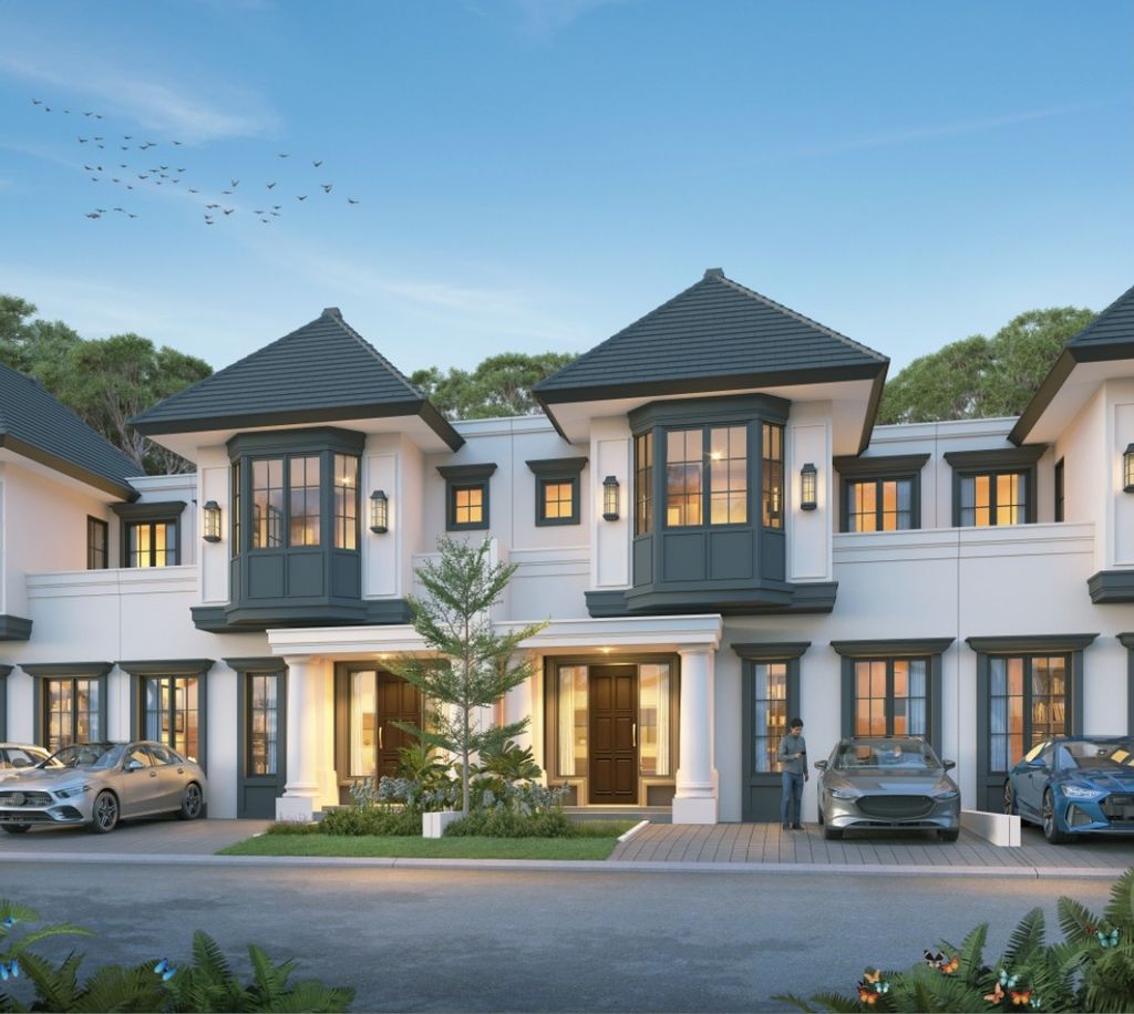 foto tampak rumah tipe LEBAR 8 MODBURY 3B perumahan CITRALAND CIBUBUR CLUSTER MODBURY