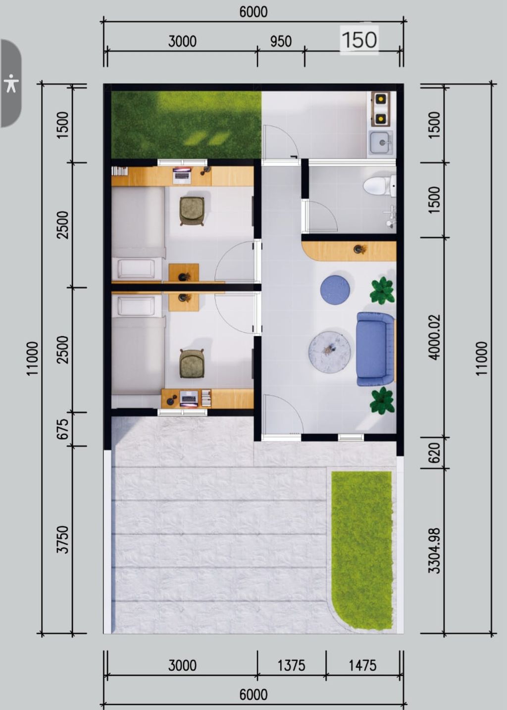 foto denah rumah tipe 30/66 perumahan Annur Regency 2