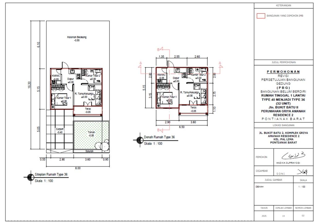 foto denah rumah tipe 36 perumahan GRIYA AMANAH RESIDENCE 2