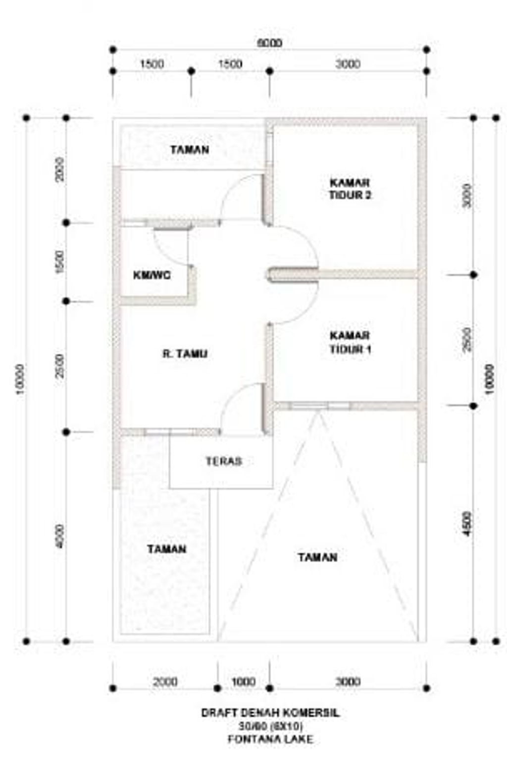 foto denah rumah tipe SUBSIDI 30/62 perumahan FONTANA LAKE