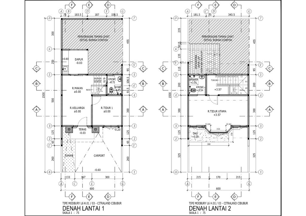 foto denah rumah tipe MODBURY 2 RC perumahan CITRALAND CIBUBUR CLUSTER MODBURY