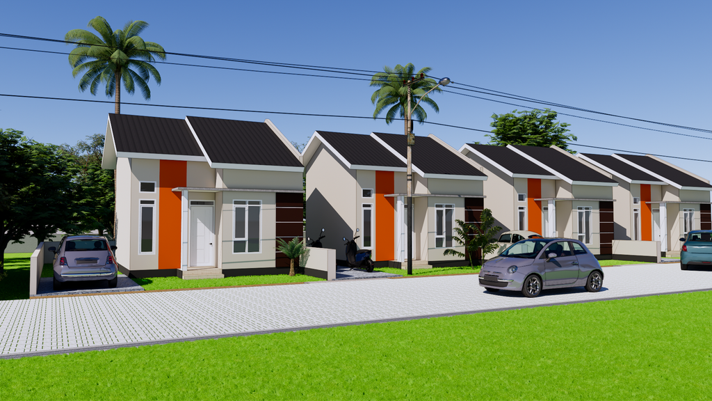 foto tampak rumah tipe 36/153 perumahan EVERGREEN VILLAGE