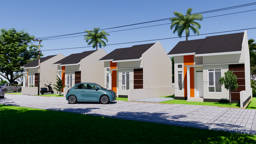 foto tampak rumah tipe 36/110,5 perumahan EVERGREEN VILLAGE