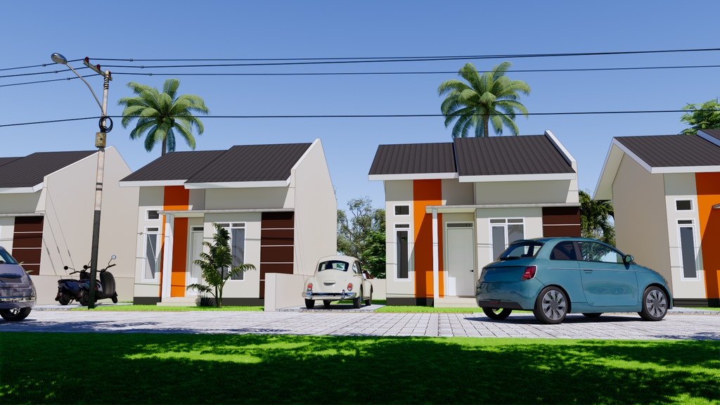 foto tampak rumah tipe 36/160 perumahan EVERGREEN VILLAGE