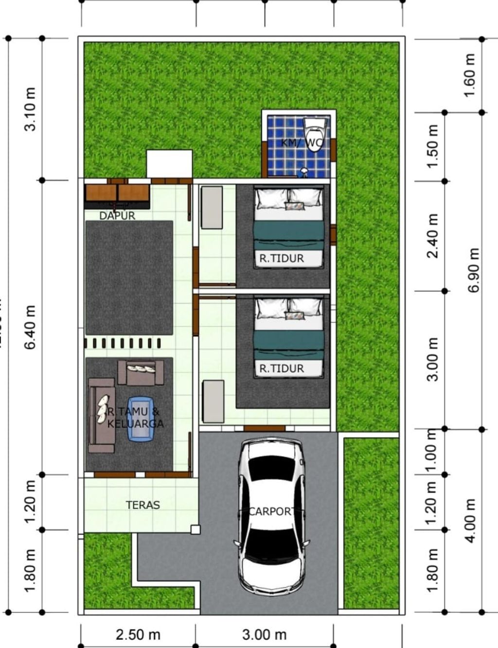 foto denah rumah tipe Rumah Subsidi perumahan Pesona Dumai III
