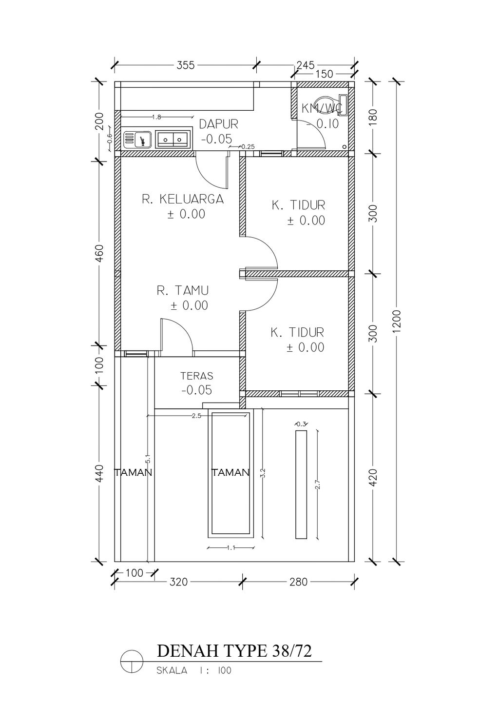 foto denah rumah tipe 38/72 perumahan CLUSTER MARGAMULYA INDAH REGENCY
