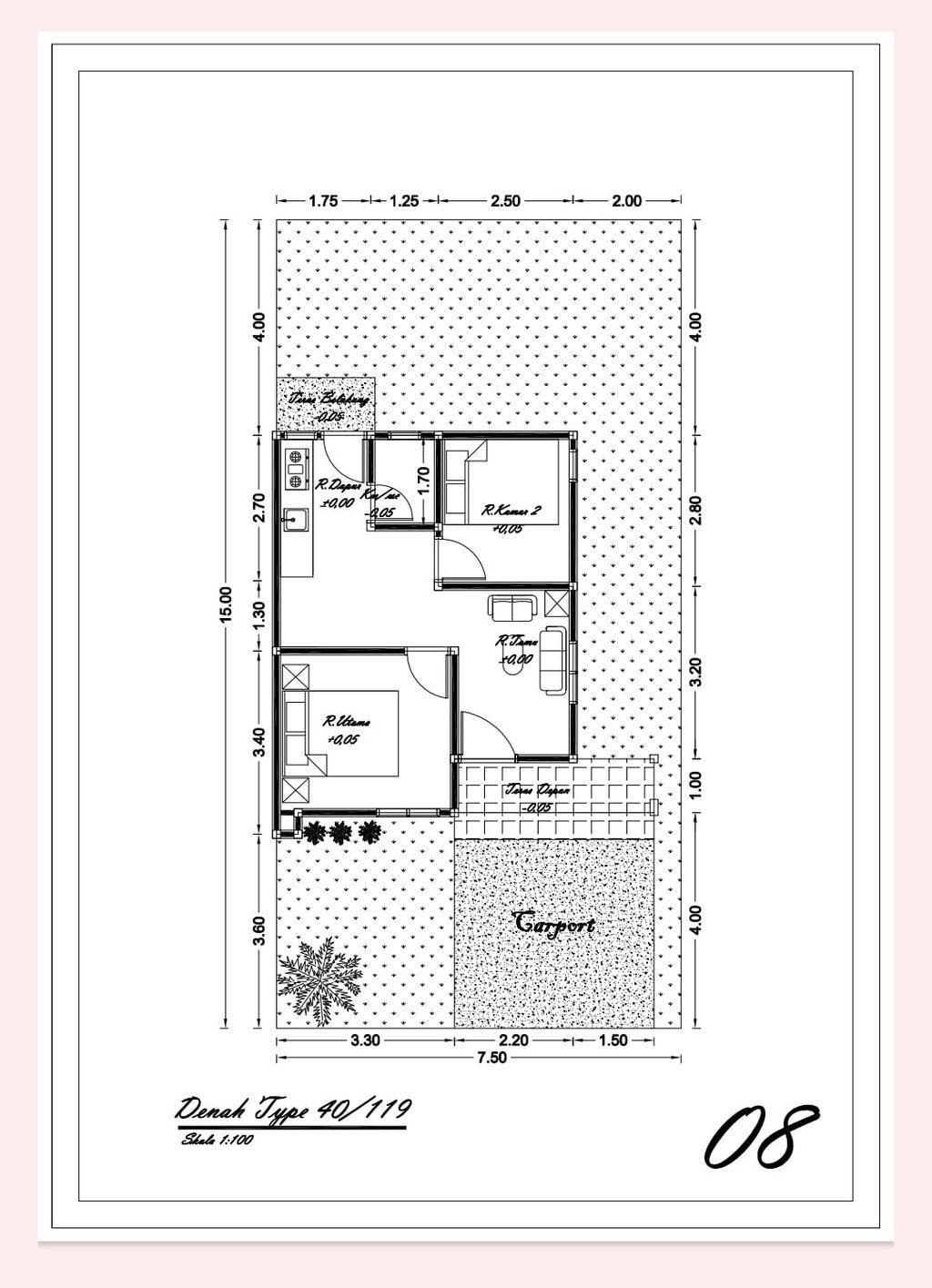 foto denah rumah tipe 36 perumahan BLUEBERRY RESIDENCE