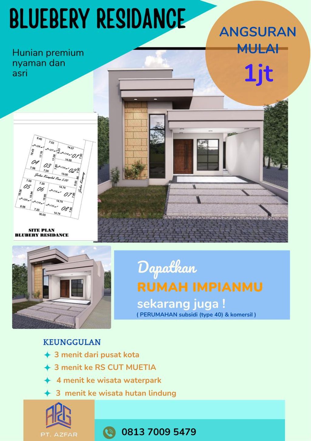 foto tampak rumah tipe 36 perumahan BLUEBERRY RESIDENCE