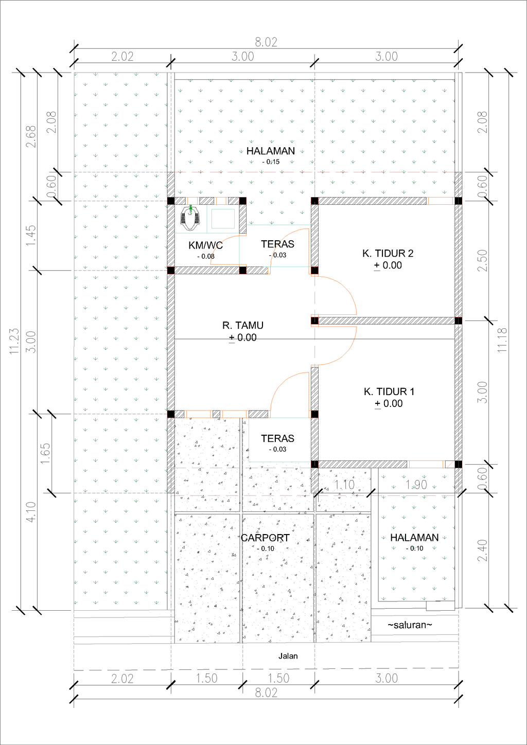 foto denah rumah tipe P01-6 (2025) perumahan Kepuren Residence (Pelawad)