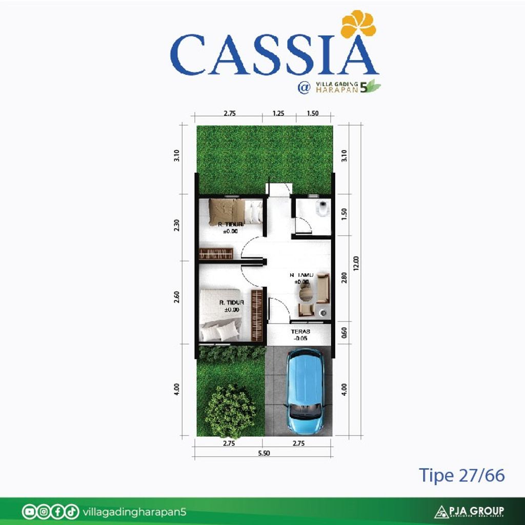 foto denah rumah tipe 27/66 perumahan Villa Gading Harapan 2