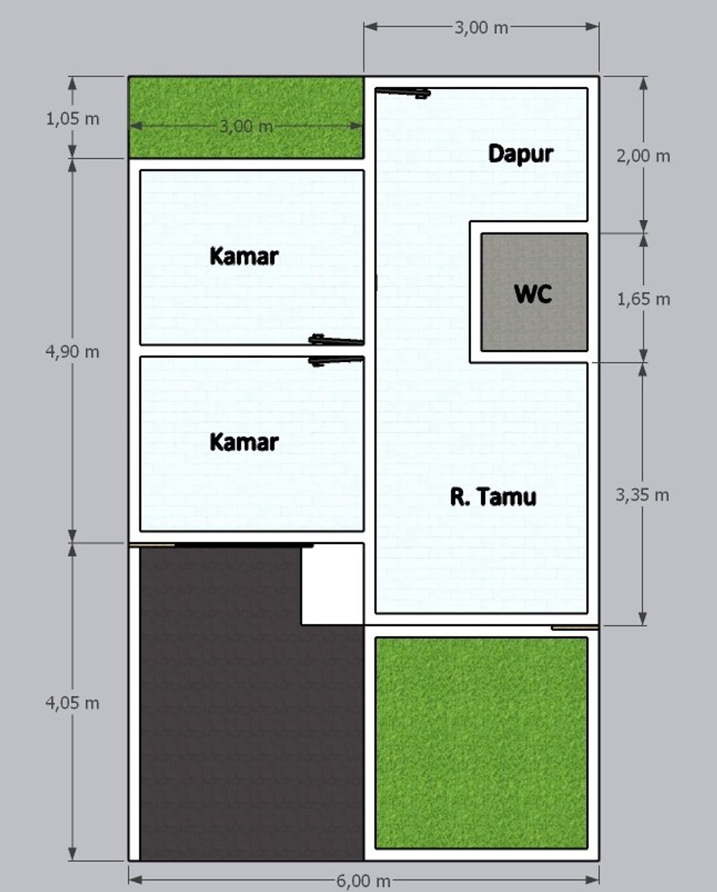 foto denah rumah tipe 36/60 perumahan GREEN MEKARSARI INDAH
