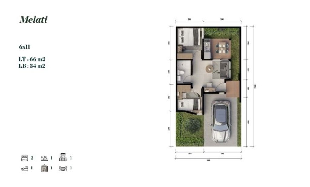 foto denah rumah tipe Cluster Flamboyan Melati perumahan GREENWOODS COUNTRY BOGOR CLUSTER FLAMBOYAN TIPE MELATI