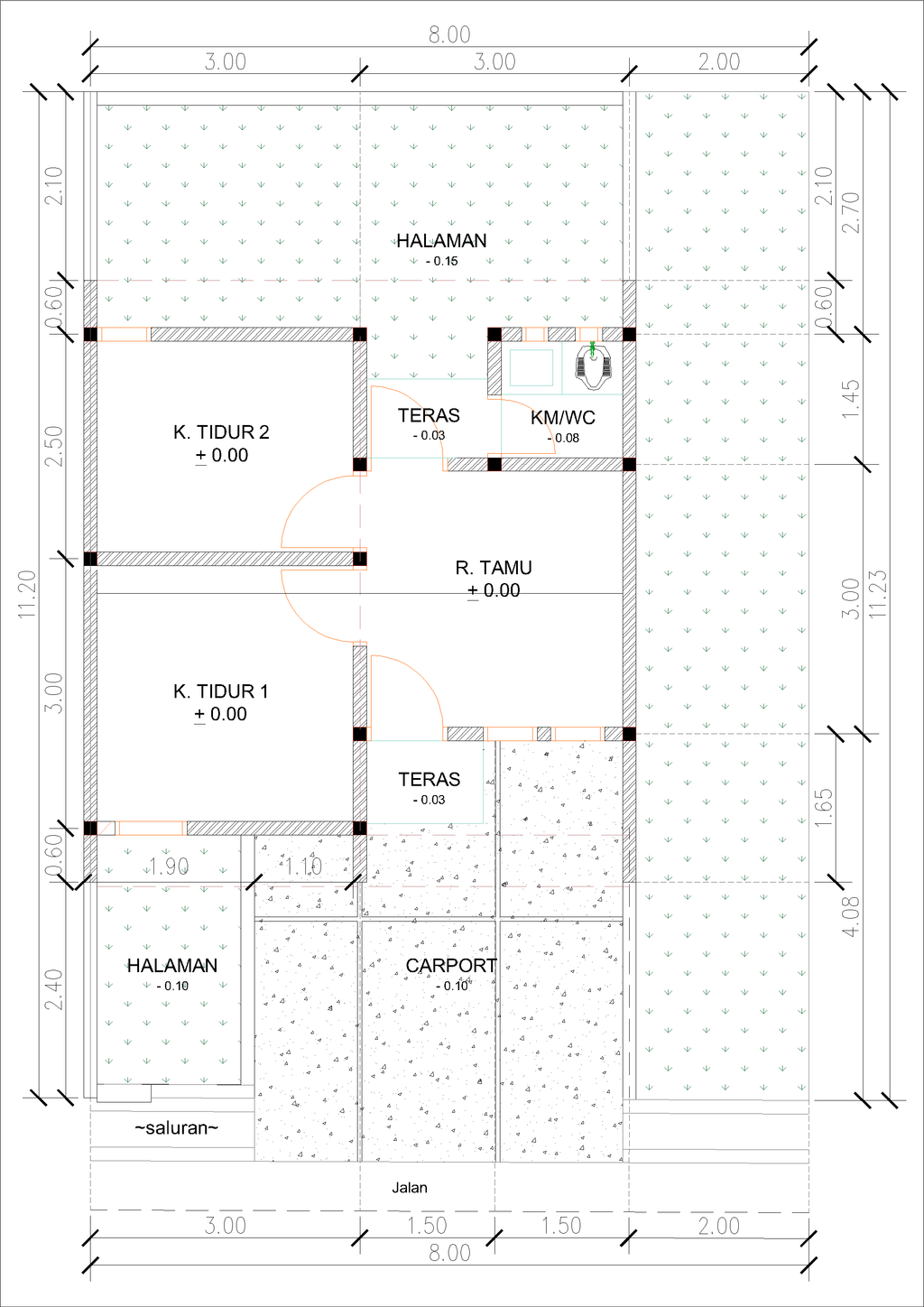 foto denah rumah tipe P01-4 (2025) perumahan Kepuren Residence (Pelawad)