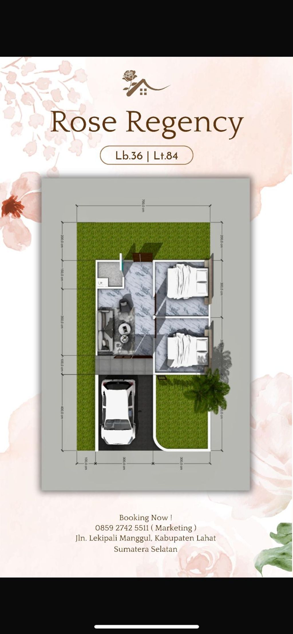 foto denah rumah tipe 36 perumahan ROSE REGENCY