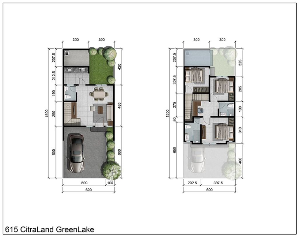 foto denah rumah tipe Onega L perumahan CITRALAND THE GREENLAKE SURABAYA