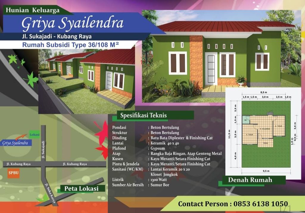 foto tampak rumah tipe 36 perumahan Griya Syailendra