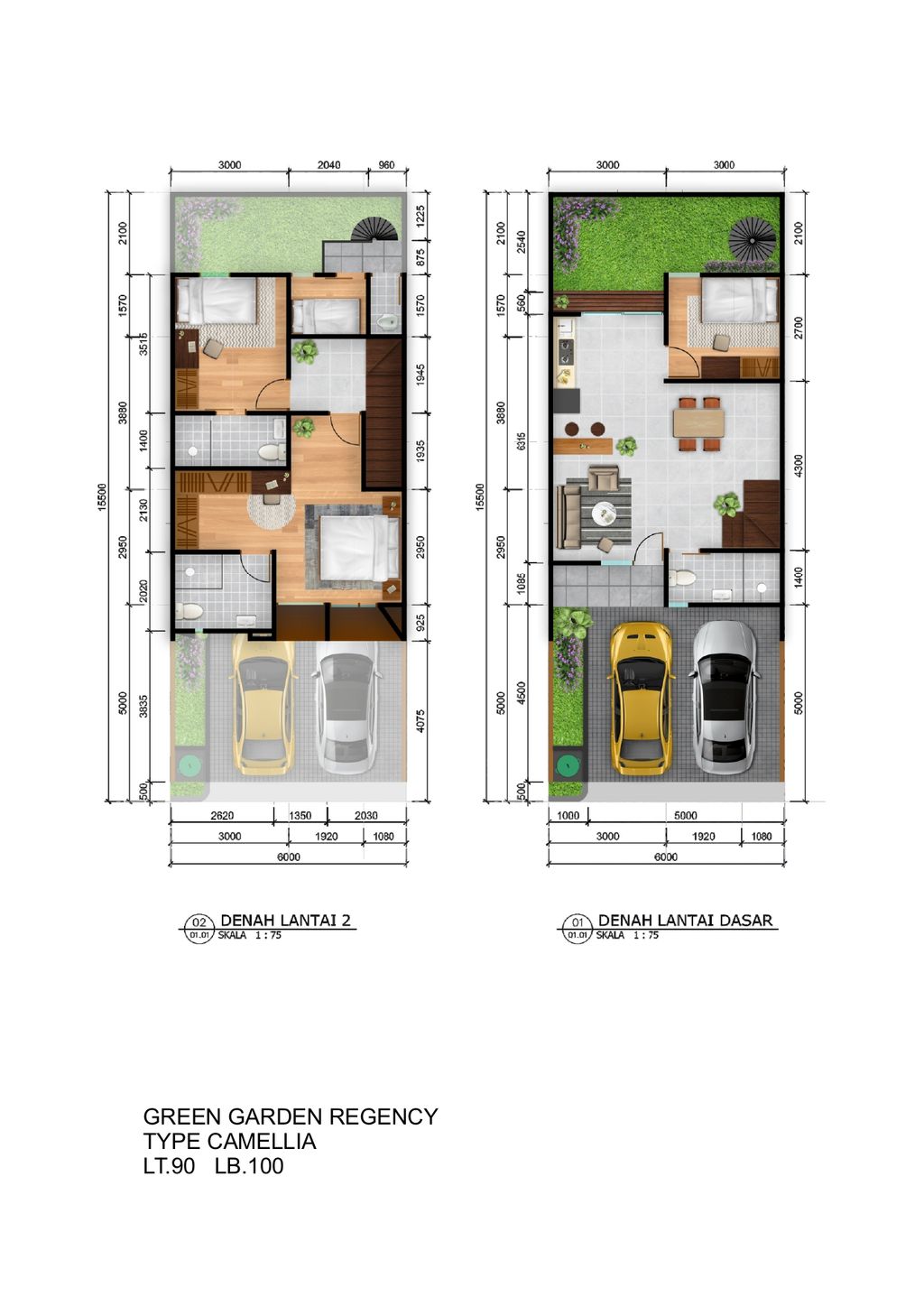 foto denah rumah tipe CAMELLIA perumahan GREEN GARDEN REGENCY