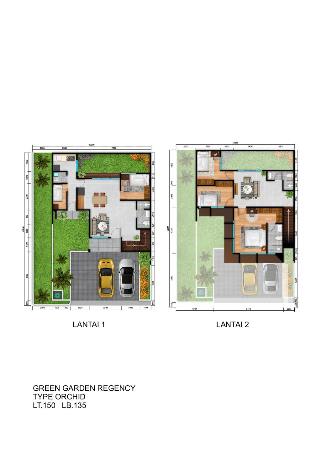 foto denah rumah tipe ORCHID perumahan GREEN GARDEN REGENCY