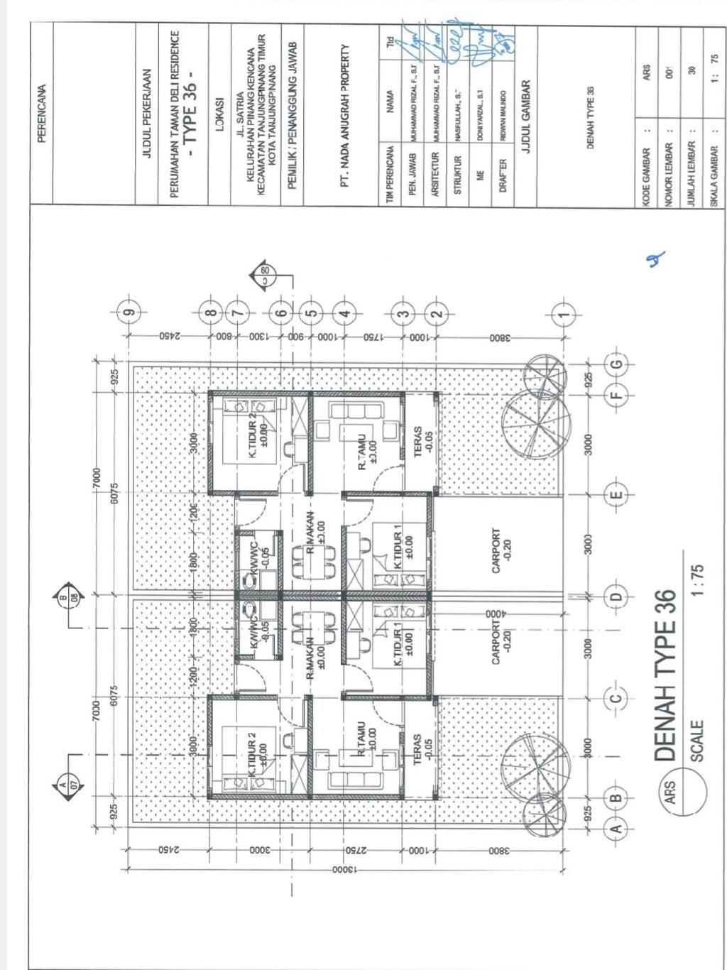 foto denah rumah tipe 36/91 perumahan TAMAN DELI RESIDENCE