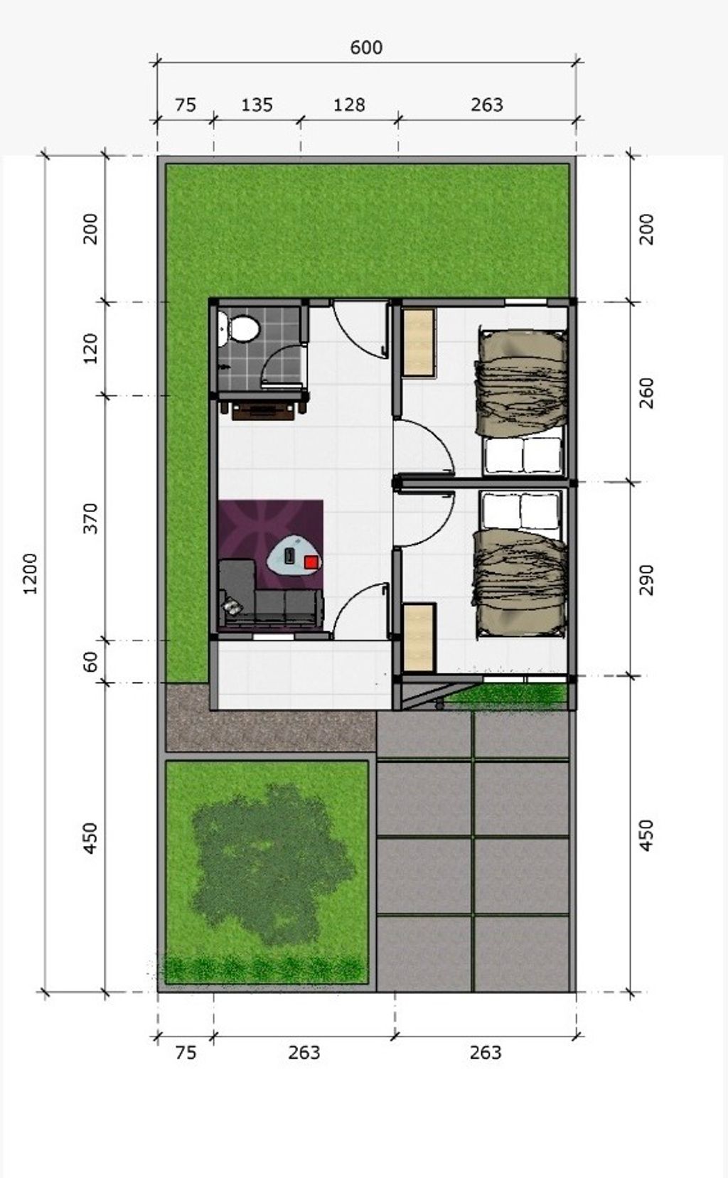 foto denah rumah tipe 28/72 perumahan GRAHA JATIALAM 2
