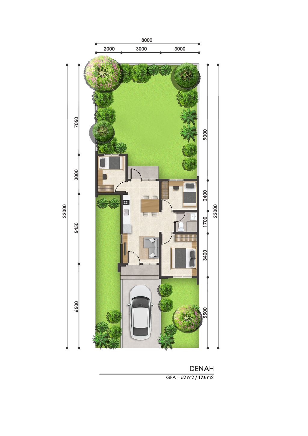 foto denah rumah tipe 52/220 BBV/01 perumahan KOTA PODOMORO TENJO - ANGSANA BURGUNDY