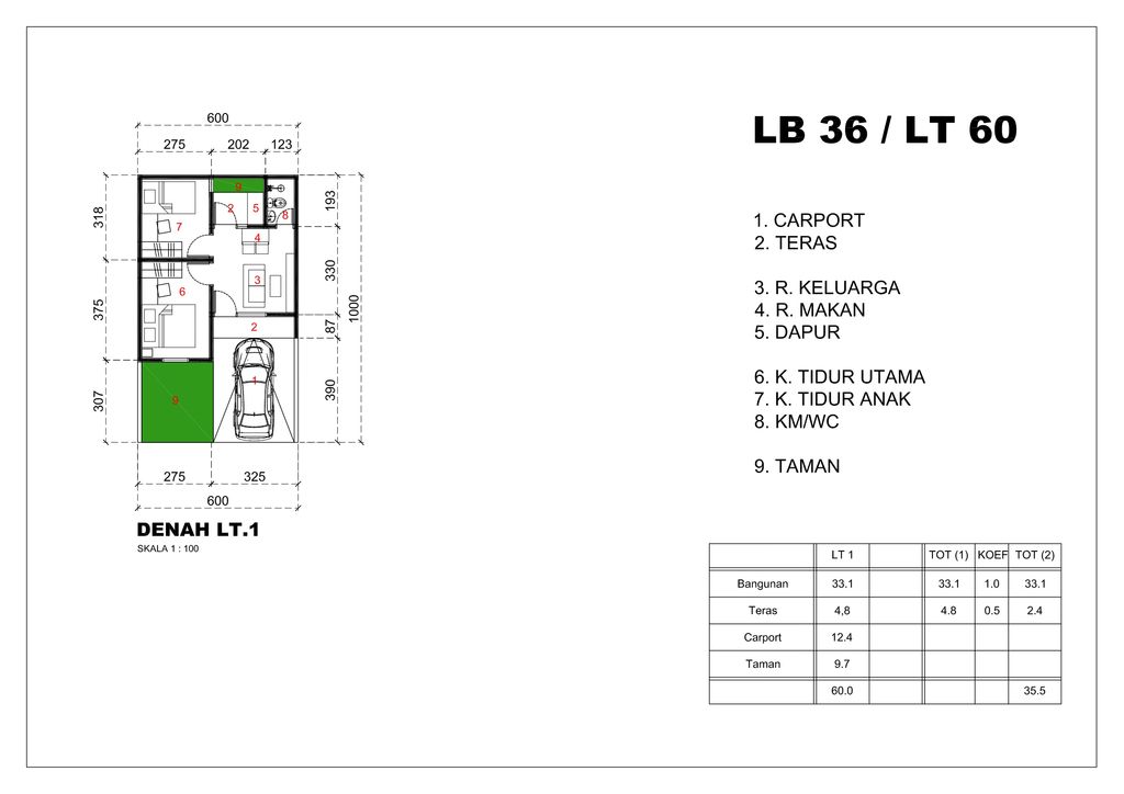 foto denah rumah tipe 36 perumahan GRIYA ALAMAYA BANJARAN