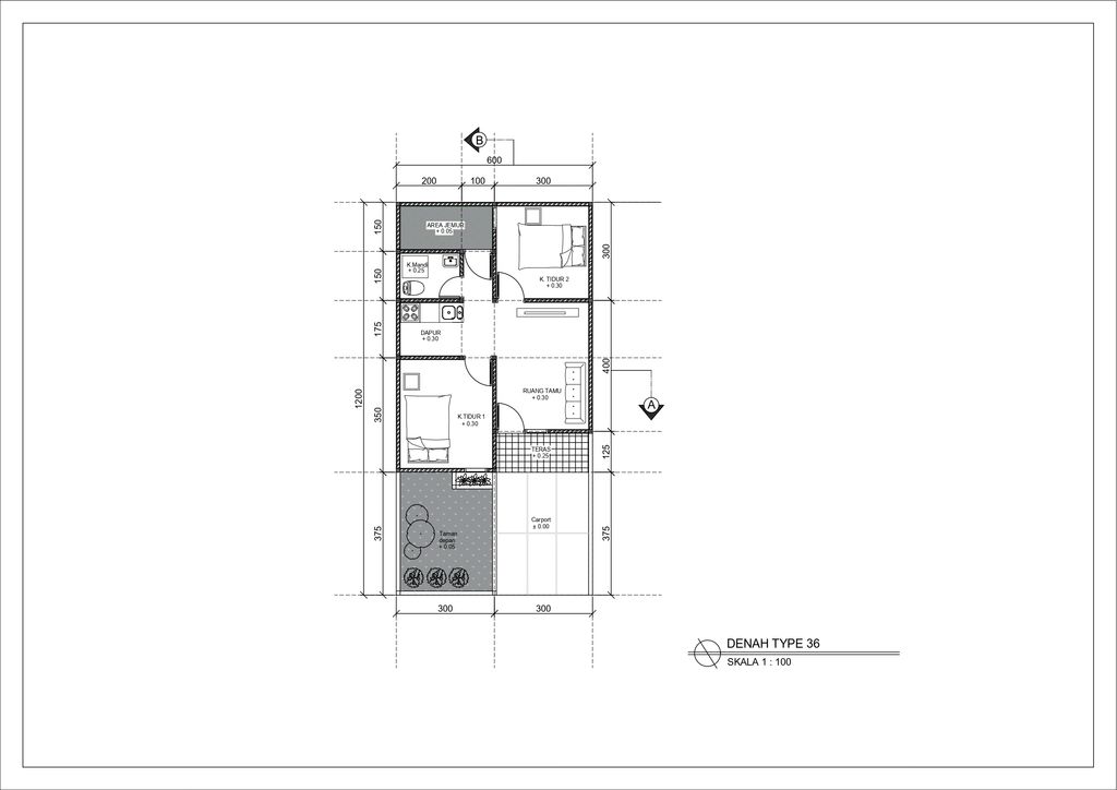 foto denah rumah tipe 36 perumahan PESONA GRIYA AGUNG