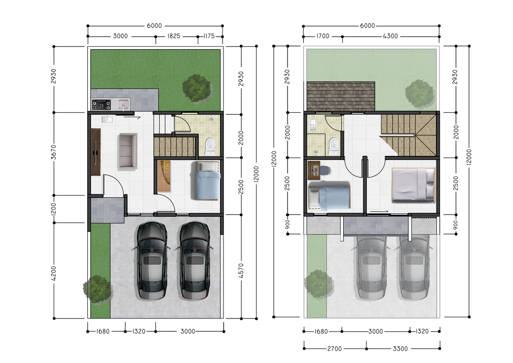 foto denah rumah tipe 56/72 perumahan PANDANARAN AVENUE