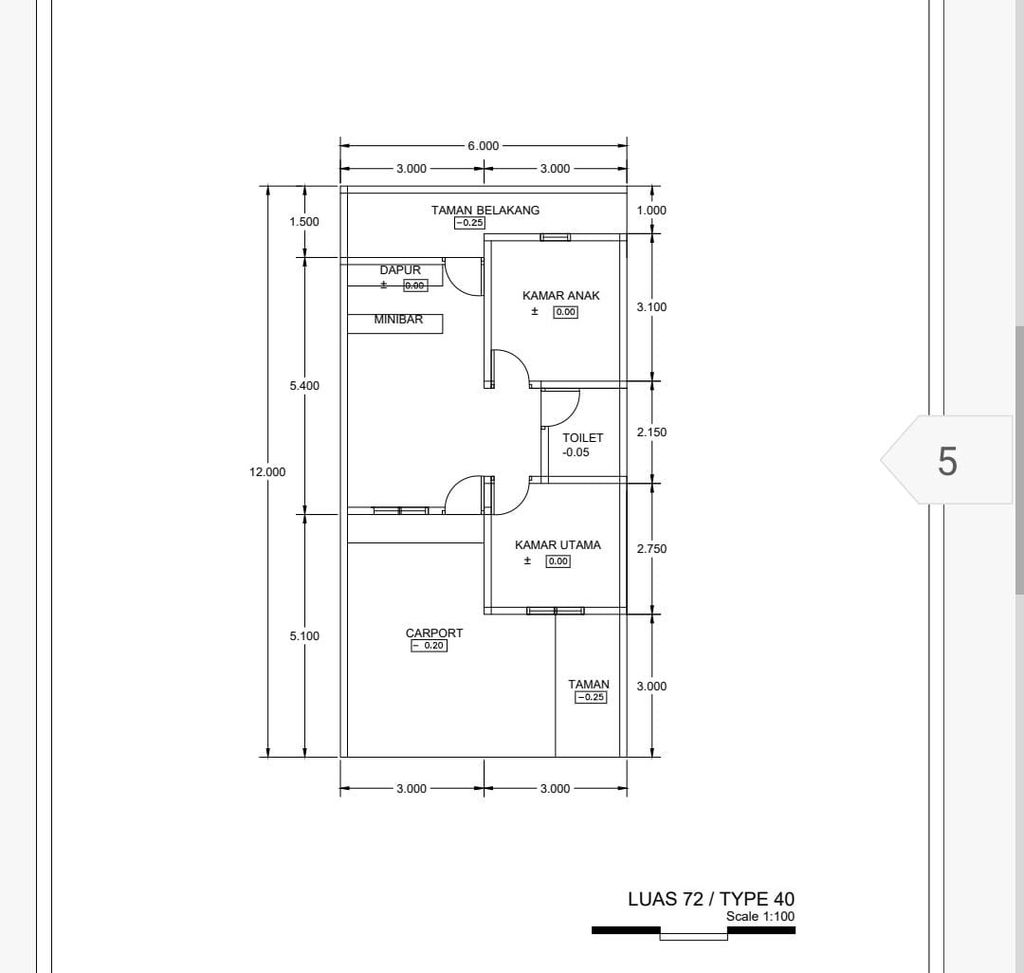 foto denah rumah tipe 40/72 perumahan RUBY PREMIERE