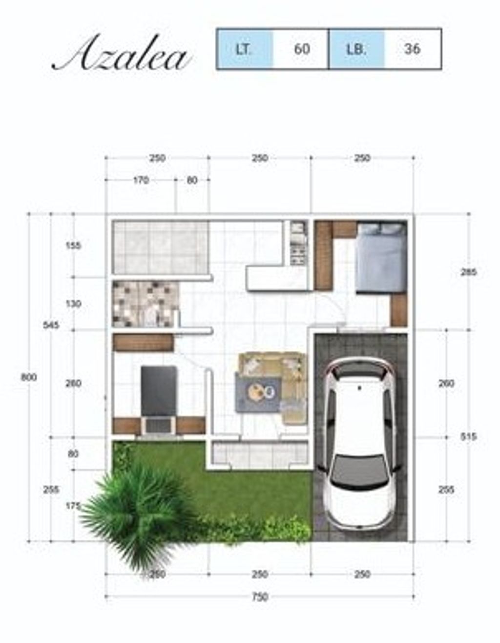 foto denah rumah tipe AZALEA perumahan ARUM CENTRAL GARDEN