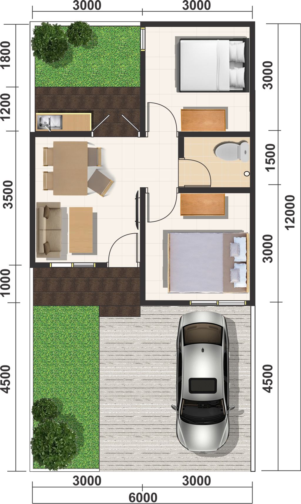 foto denah rumah tipe 36/60 perumahan SIRANDA TERRACE