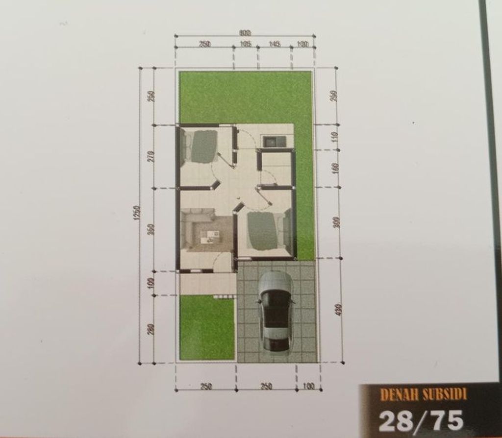 foto denah rumah tipe 28/75 NEW perumahan VILLA HARMONI