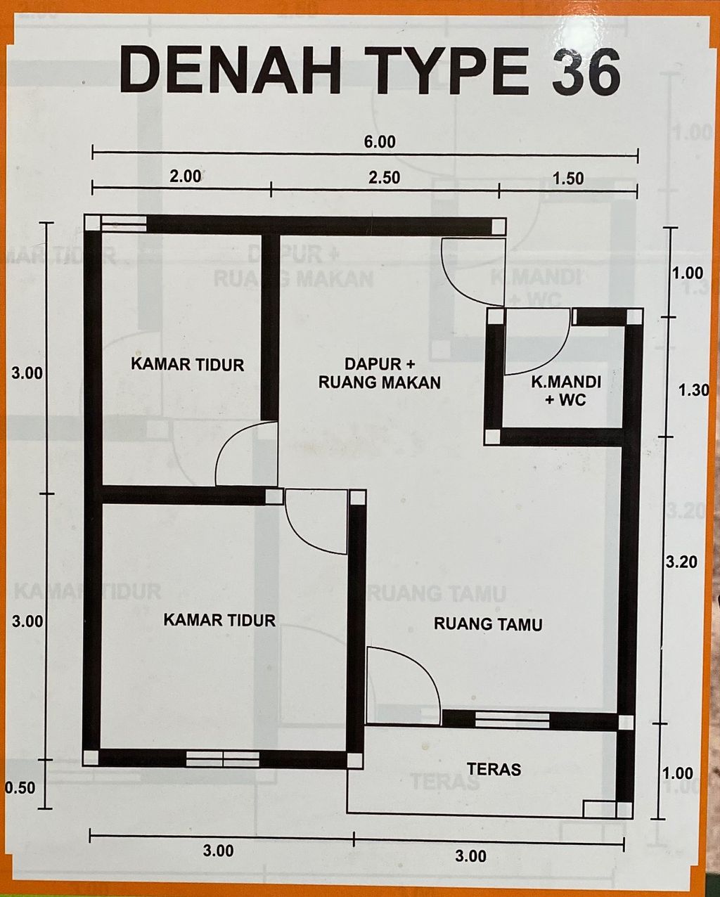 foto denah rumah tipe 36 perumahan Grand sanur griya Tama IV