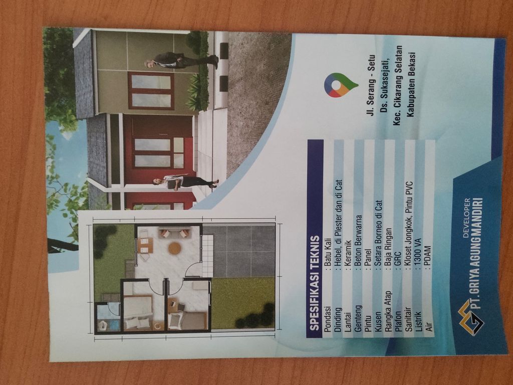 foto denah rumah tipe 29/60 perumahan TAMAN CIKARANG INDAH 2 EXT (PENGEMBANGAN TAHAP KE-2)