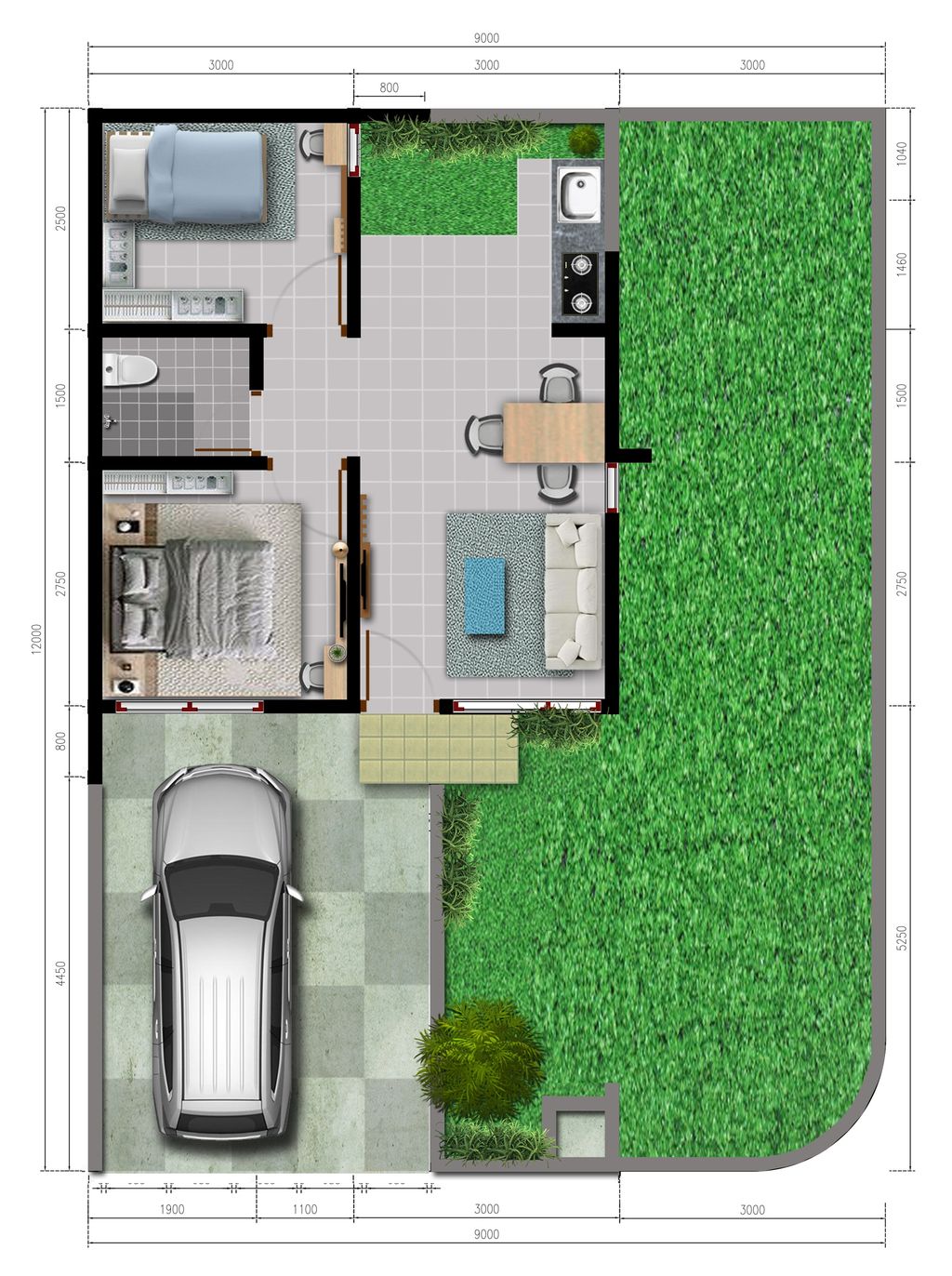 foto denah rumah tipe SI 37/108 Fasad 2 perumahan HARVEST CITY (SAKURA INDICA 2024)