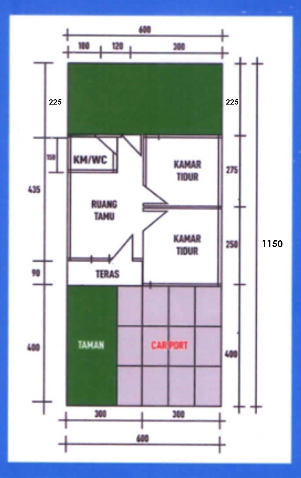 foto denah rumah tipe 30/69 perumahan Graha Hunian Asri