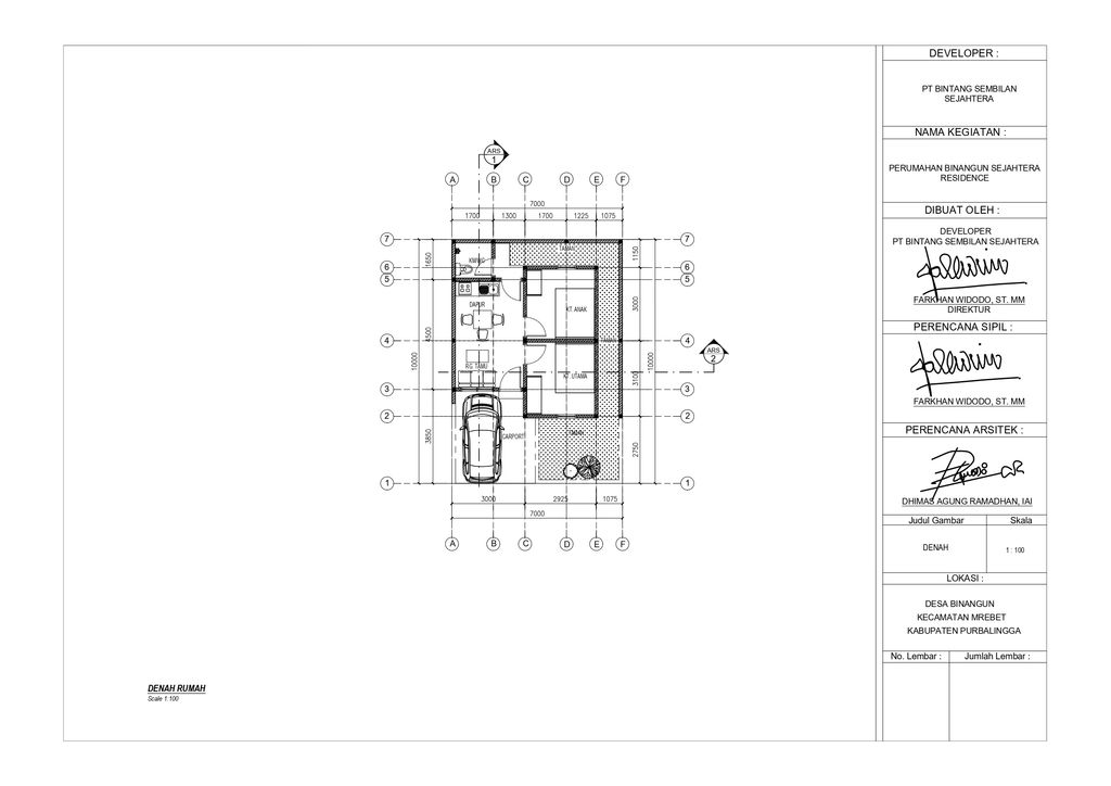 foto denah rumah tipe 36/70 perumahan BINANGUN SEJAHTERA RESIDENCE