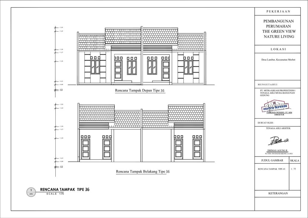 foto tampak rumah tipe 36/66 perumahan THE GREEN VIEW - LAMBUR