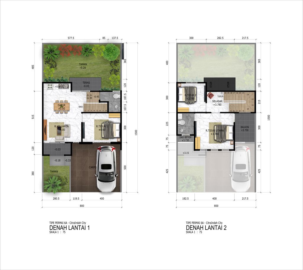 foto denah rumah tipe PERMAI 6A perumahan CITRAINDAH CITY BUKIT PERMAI