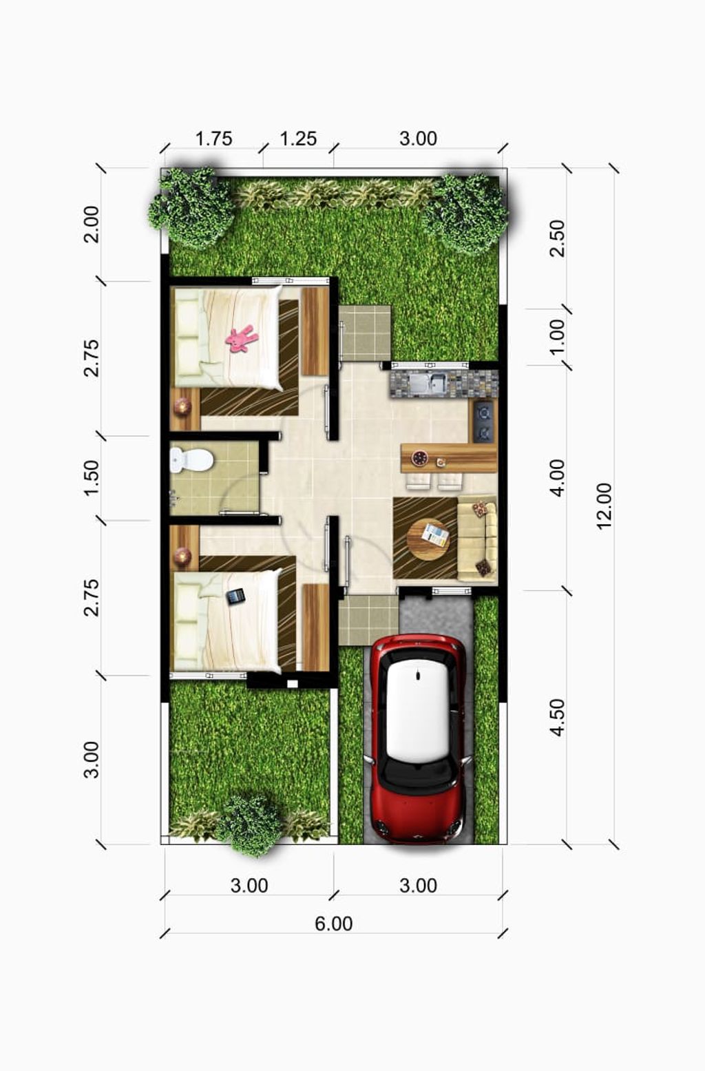 foto denah rumah tipe CEMPAKA perumahan BUMI DIENG INDAH