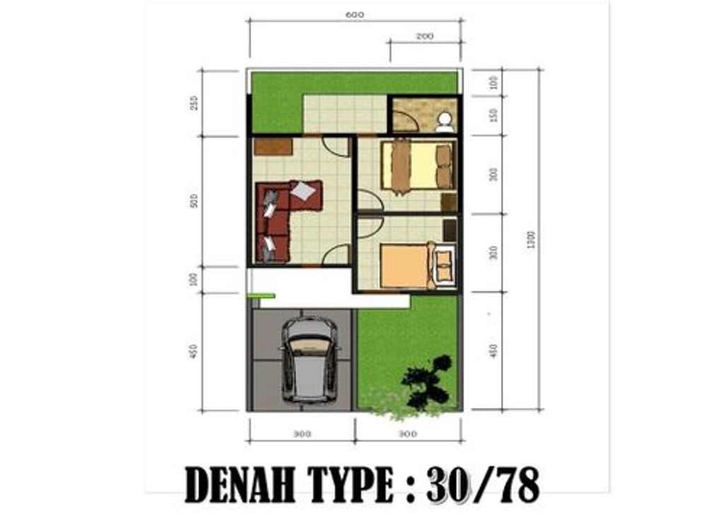 foto denah rumah tipe 30/78 (SUBSIDI) perumahan harva subang regency